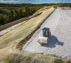 Aerial Drone photo of Coal mine reclimation project