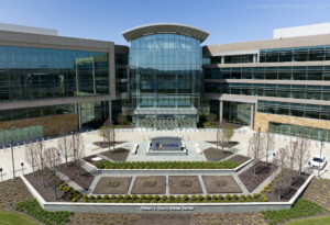 Drone architectural photo of Viatris Bld at South Pointe in Canonsburg PA